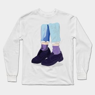 Blue Jeans Blue Shoe Sketch Long Sleeve T-Shirt